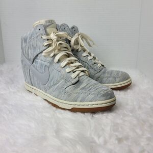 Rare Nike Dunk Sky Hi Sneaker Wedge Size 8 Premium Silver Sail  585560-101 2013